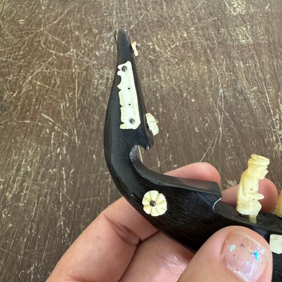 Vintage Japanese Hand Carved Dragon‎ Boat Barge Gondola Folk Art Trinket Decor - Picture 7 of 16